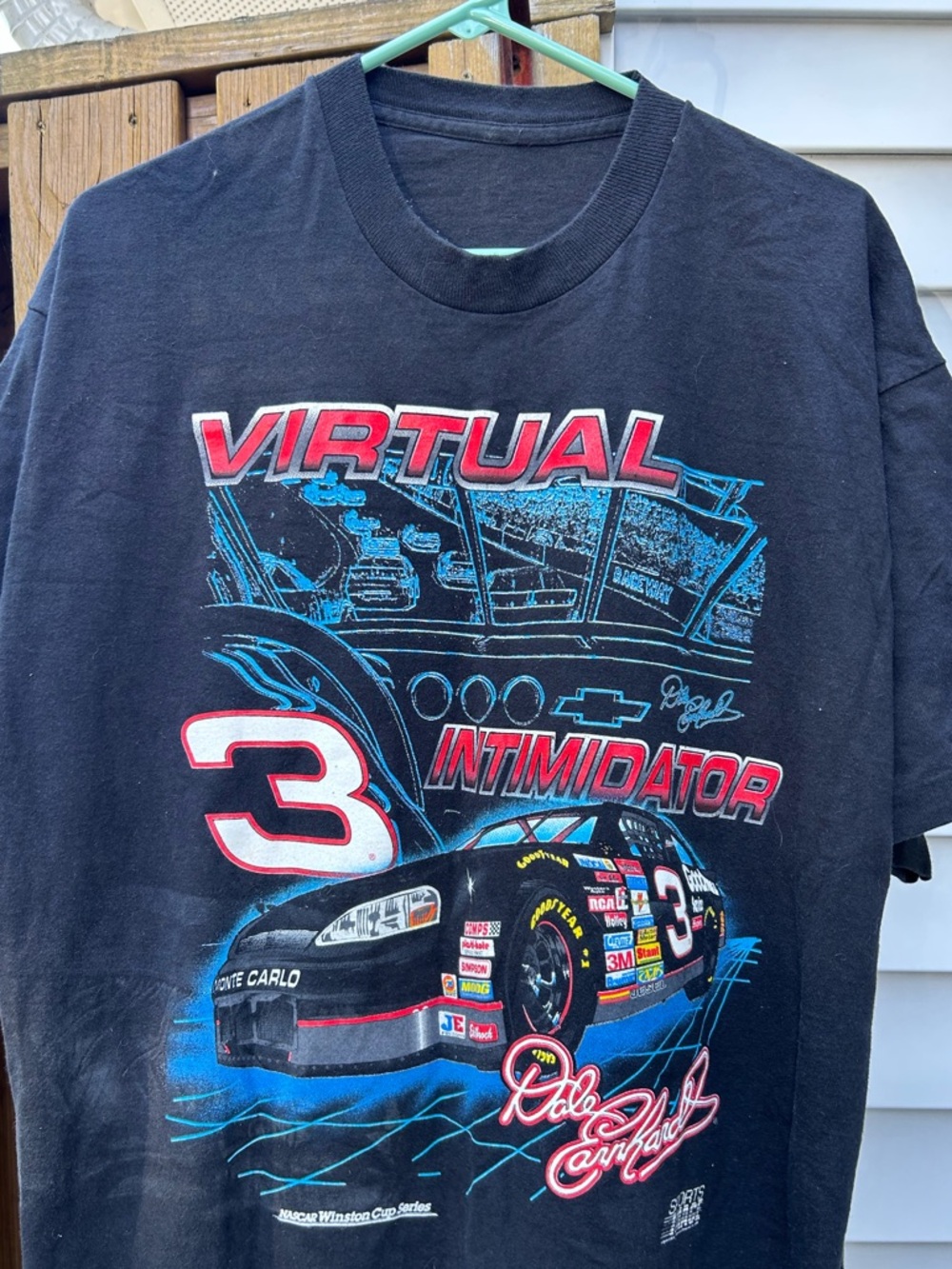 Vintage Dale Earnhardt "Virtual Intimidator" NASCAR Tee - Black/Red/Blue